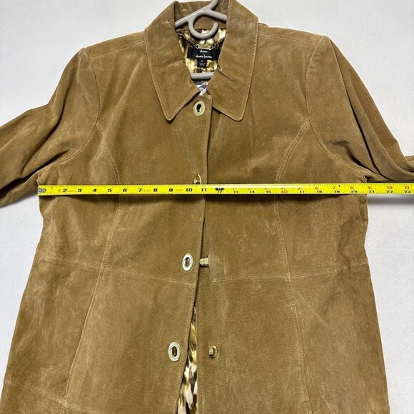 Dennis Basso Suede Leather Tan Coat Jacket Size XL NWT Turnkey Button Classic - Picture 13 of 14